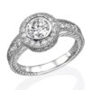 18K Gold Vintage Milgrain Diamond Vintage Engagement Ring | Dallas TX | Mariloff Diamonds