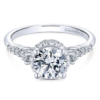 18K Gold Hidden Halo Graduated Diamond Engagement Ring Mounting Classic 7