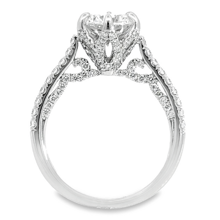 18K Gold 6-Prong Cathedral Diamond Accented Engagement Ring Mounting Classic 5