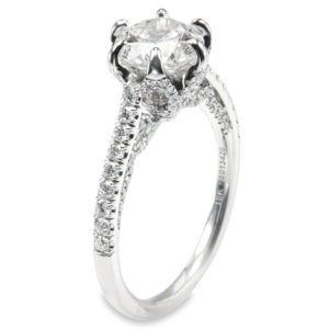 18K Gold 6-Prong Cathedral Diamond Accented Engagement Ring Mounting Classic 6