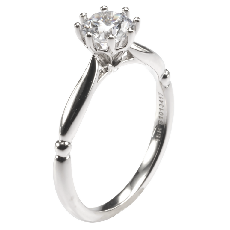 18K Gold 6-Prong Cathedral Tapered Solitaire Engagement Ring Mounting Engagement Rings 4