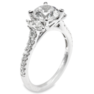 18K Gold Three-Stone Marquise Diamond Accented Engagement Ring Mounting Engagement Rings 6