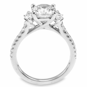 18K Gold Three-Stone Marquise Diamond Accented Engagement Ring Mounting