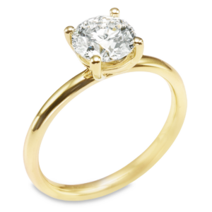 14K Yellow Gold 4-Prong Basket 2MM Round Brilliant Diamond Solitaire Engagement Ring -Dallas TX
