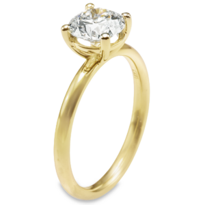 14K Yellow Gold 4-Prong Basket 2MM Round Brilliant Diamond Solitaire Engagement Ring -Dallas TX