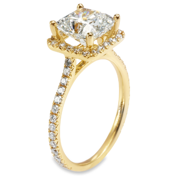 18K Gold Halo Open-Gallery Cathedral Diamond Engagement Ring Mounting