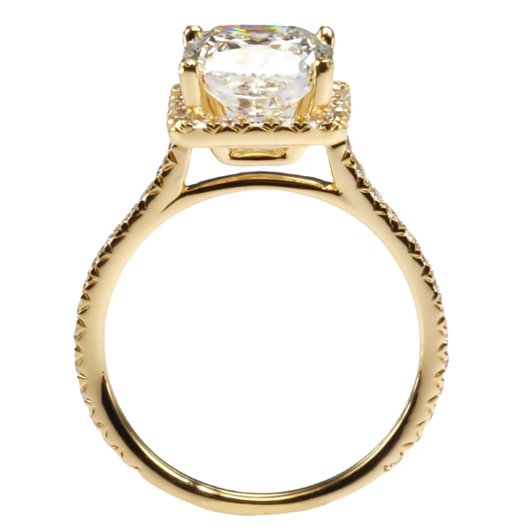 18K Gold Halo Open-Gallery Cathedral Diamond Engagement Ring Mounting - Image 3