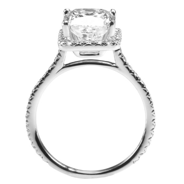 18K White Gold Halo Open-Gallery Cathedral Diamond Engagement Ring - Dallas TX