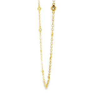 18K Gold Bezel Set Diamonds by the Yard Station Necklace