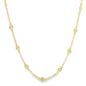 18K Gold Bezel Set Diamonds by the Yard Station Necklace