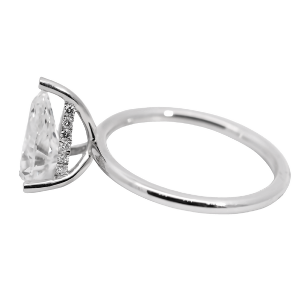 14K White Gold Hidden-Halo Basket 1.5MM Solitaire Pear Engagement Ring - Dallas TX