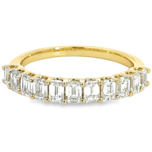 14K Yellow Gold Prong Set Emerald Cut Diamond Wedding Band - Dallas TX
