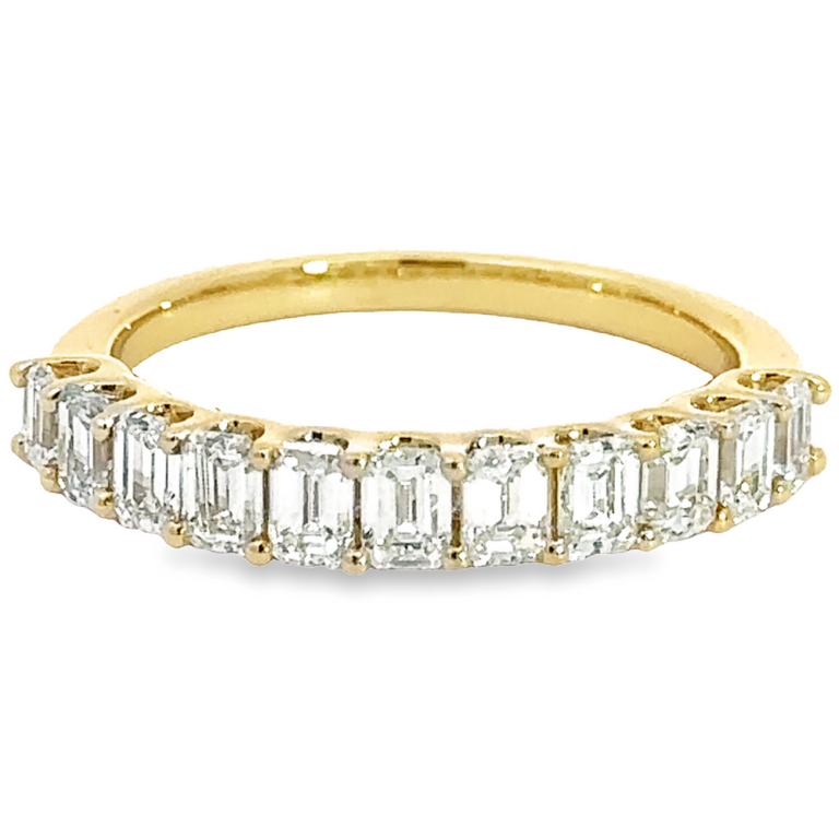 14K Yellow Gold Prong Set Emerald Cut Diamond Wedding Band - Dallas TX
