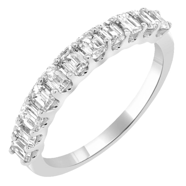 14K White Gold 1.20ctw Emerald Cut Diamond Wedding Band - Dallas TX | Mariloff Diamonds