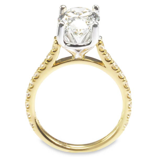 14K Gold 4-Prong Basket Cathedral Oval Diamond Engagement Ring - Dallas TX - Mariloff