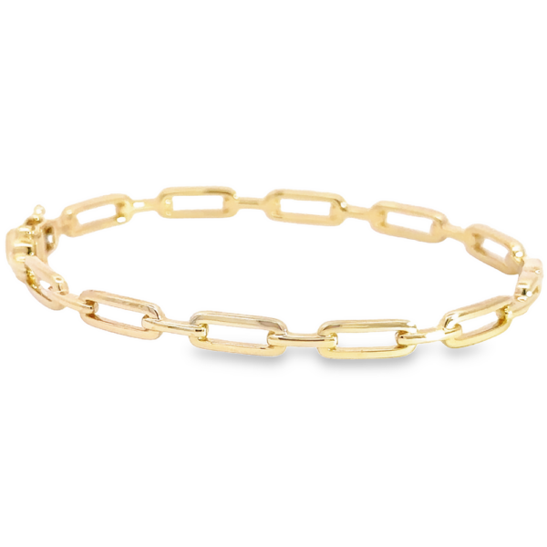 14K Gold Chain Link Diamond Bangle Bracelet | Dallas TX