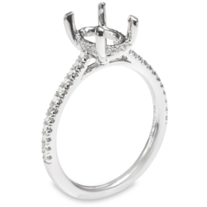 14K White Gold Hidden-Halo Cathedral Oval Diamond Engagement Ring - Dallas TX - Mariloff Diamonds