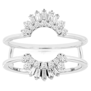 14K Gold Art-Deco Baguette Diamond Wedding Ring Guard