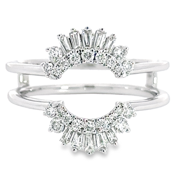 14K White Gold Art-Deco Baguette Diamond Wedding Ring Guard - Dallas TX