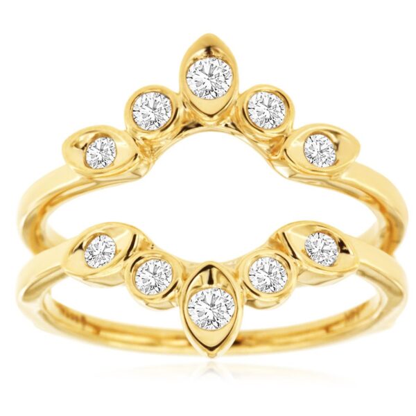 14K Gold Bezel Set Diamond Wedding Ring Guard