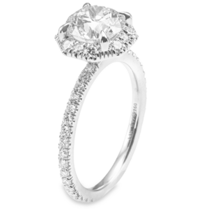 18K Gold 4-Prong Octagon-Halo Diamond Engagement Ring Mounting