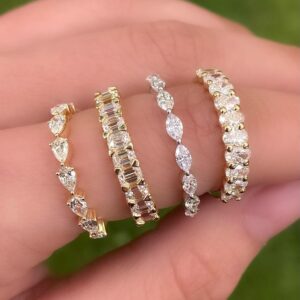 14K Gold East-West Pear Cut Diamond Wedding Band | Dallas TX | Mariloff Diamonds & Fine Jewelry