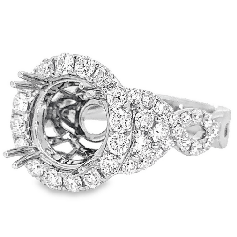 18K Gold Halo Double-Prong Twist Diamond Engagement Ring Mounting Engagement Rings 9