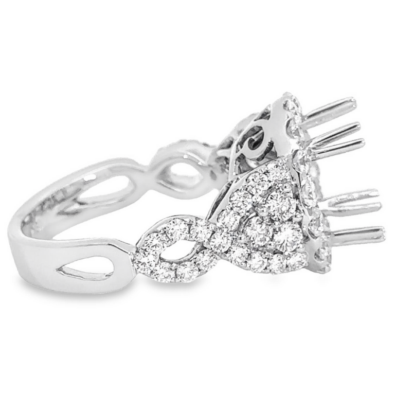 18K Gold Halo Double-Prong Twist Diamond Engagement Ring Mounting Engagement Rings 10