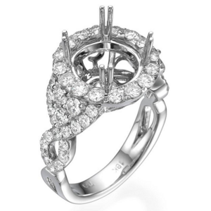 18K Gold Halo Double-Prong Twist Diamond Engagement Ring Mounting - Dallas TX