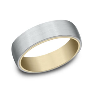 14K Gold Two-Tone 6.5MM Satin Finish Men's Wedding Ring - Dallas TX