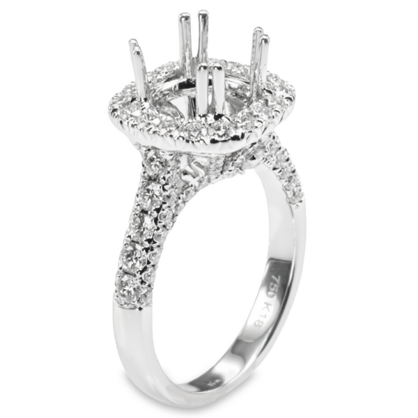 18K Gold Halo Double-Prong Diamond Engagement Ring Mounting - Dallas TX - Mariloff Diamonds