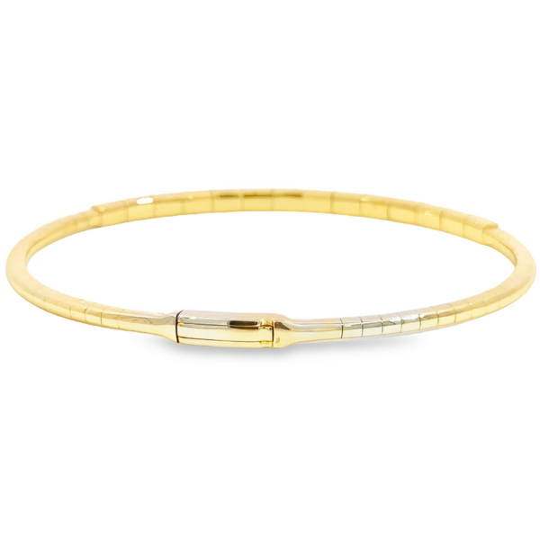 14K Gold Flexible Two-Row Diamond Bangle Bracelet - Image 2