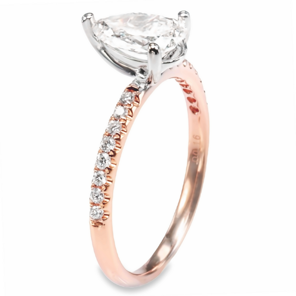 18K Rose Gold 3-Prong Basket Classic Pear Shape Diamond Engagement Ring - Mariloff Diamonds