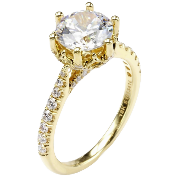 18K Gold 6-Prong Floral Basket Diamond Vintage Engagement Ring Mounting - Dallas TX