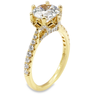 18K Yellow Gold 6-Prong Floral Basket Diamond Vintage Engagement Ring Mounting - Dallas TX