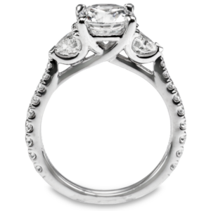 18K Gold Three-Stone Heart Diamond Accented Engagement Ring Mounting Engagement Rings 8