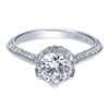 18K Gold Knife-Edge Milgrain Diamond Engagement Ring Mounting Classic 10