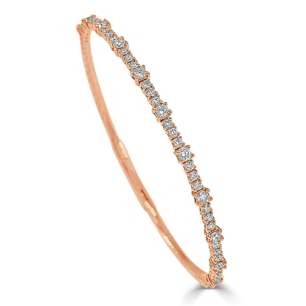 14K Rose Gold Flexible Diamond Station Bangle Bracelet | Dallas TX | Mariloff Diamonds