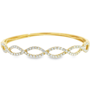 18K Gold Diamond Accented Infinity Bangle Bracelet