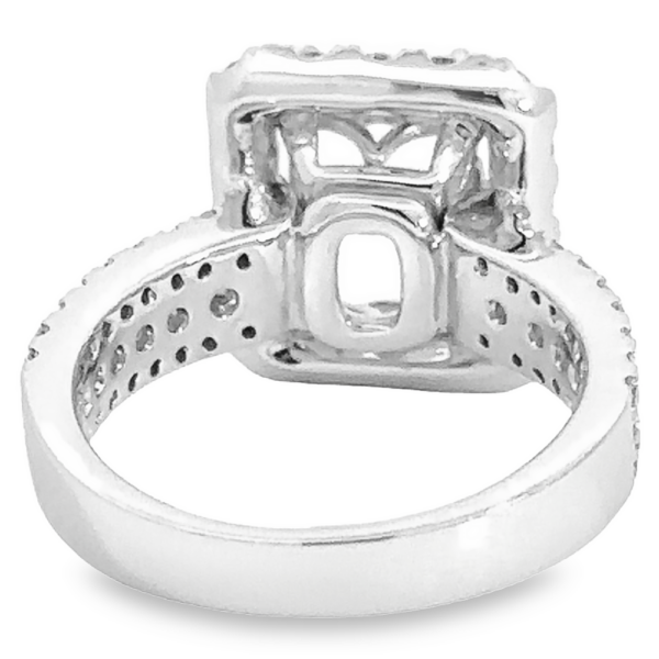 18K Gold Heavy Halo Diamond Engagement Ring Mounting