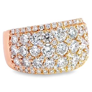18K Gold Five-Row Round Brilliant Diamond Fashion Ring