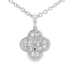 18K Gold Asscher and Round Diamond Clover Pendant