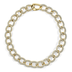 14K Yellow Gold Pave Diamond Open Link Fashion Bracelet - Dallas TX