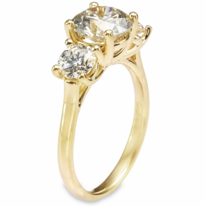 14K Yellow Gold Three-Stone Round Brilliant Diamond Engagement Ring - Dallas TX