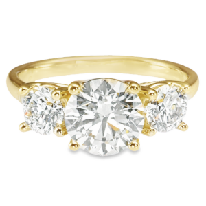 14K Yellow Gold Three-Stone Round Brilliant Diamond Engagement Ring - Dallas TX