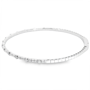 14K White Gold Flexible Bangle with .20ctw Diamonds Size 6.5 Bracelets 9