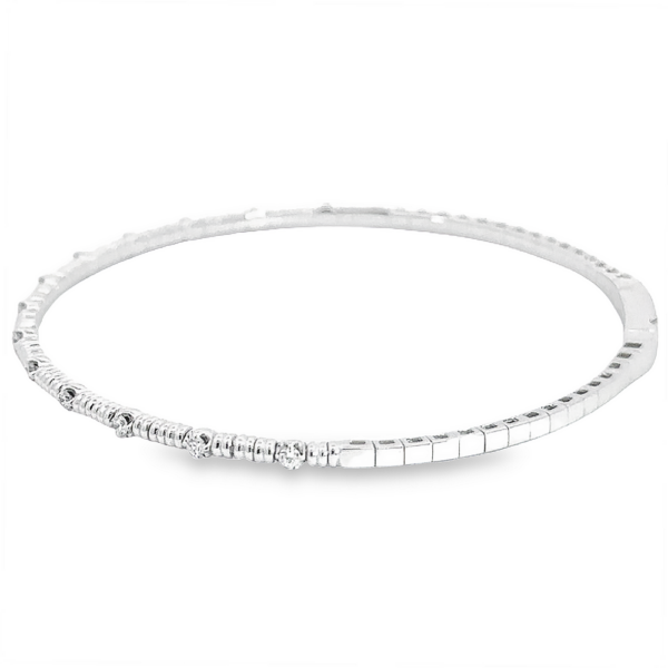 14K White Gold Flexible Bangle with .20ctw Diamonds Size 6.5 Bracelets 14