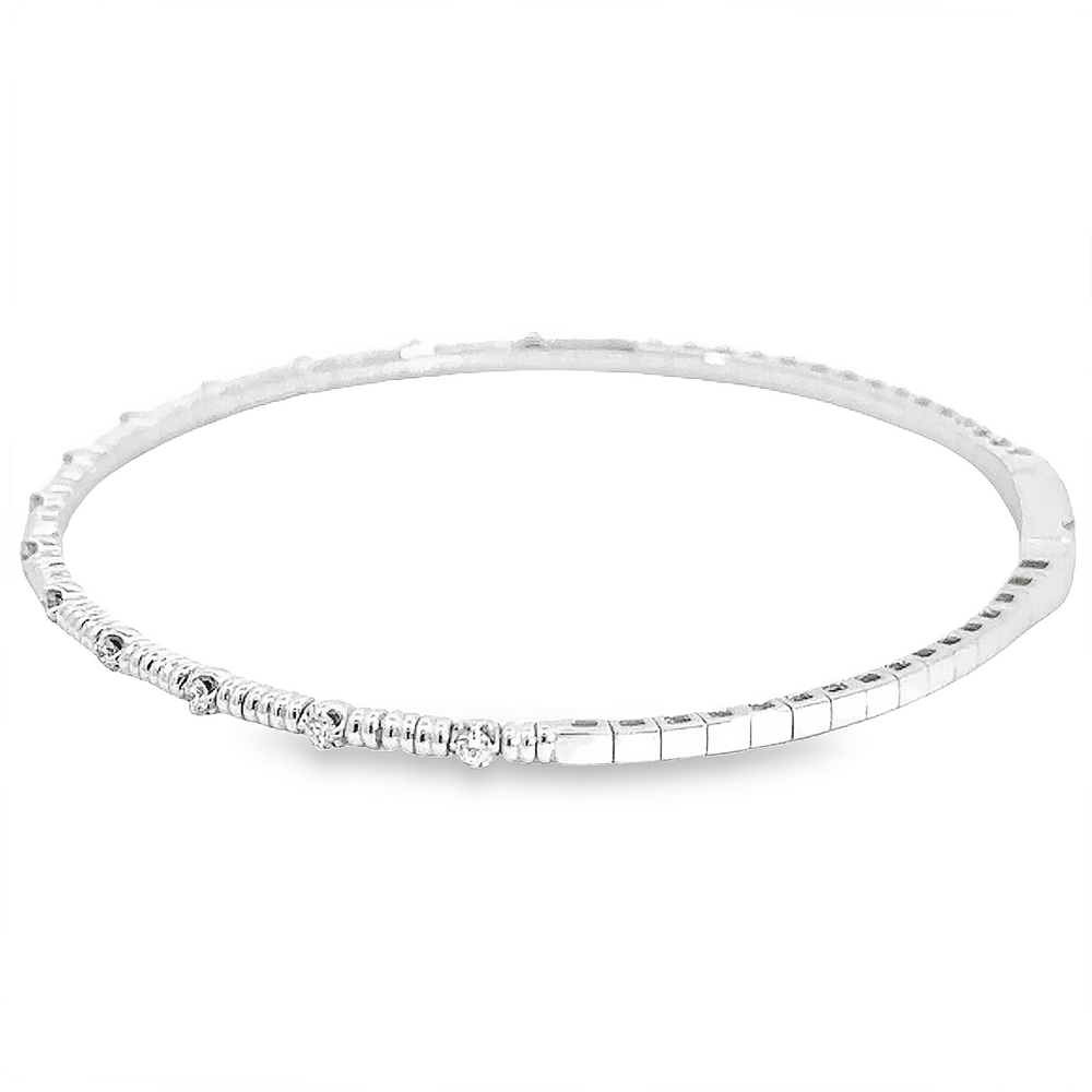 14K White Gold Flexible Bangle with .20ctw Diamonds Size 6.5 Bracelets 4