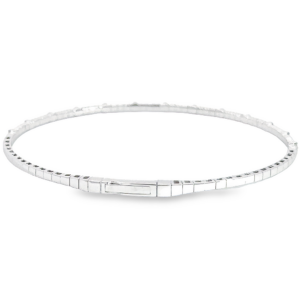 14K White Gold Flexible Bangle with .20ctw Diamonds Size 6.5 Bracelets 10
