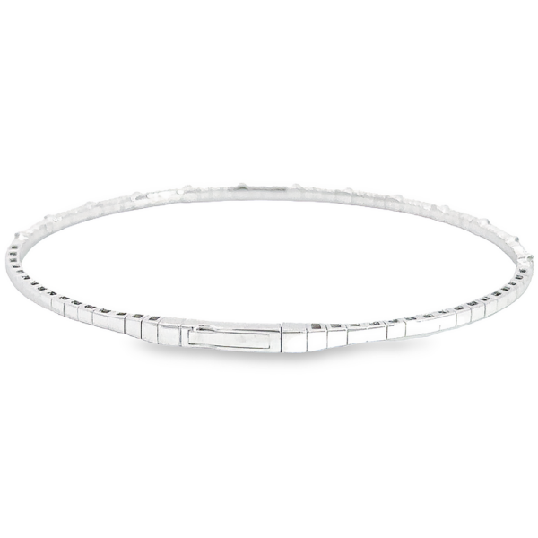 14K White Gold Flexible Bangle with .20ctw Diamonds Size 6.5 Bracelets 15